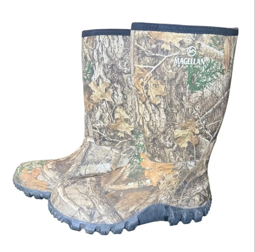 Magellan Outdoors Camo Rubber Boots Sz.11 Hunting Heavy-Duty Outdoors